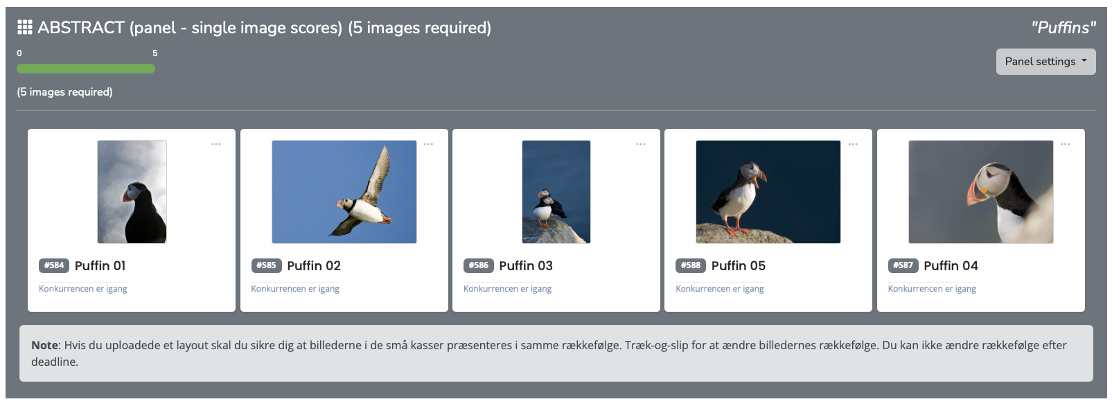 User interface for panels